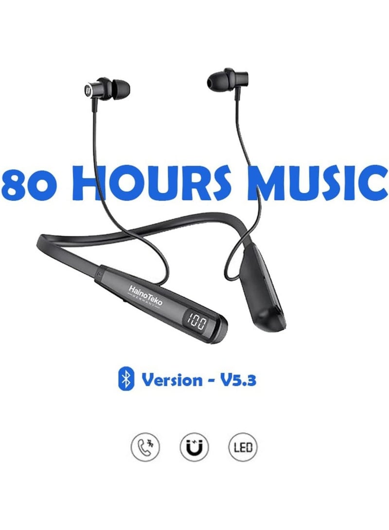Haino Teko Haino Teko HN 80 Wireless Bluetooth Neckband Earphones | HD Sound, Deep Bass, Magnetic Earbuds, Noise Isolation, Long Battery Life | Sports & Workout Headphones with Mic – Lightweight & Comfortable - Image 4