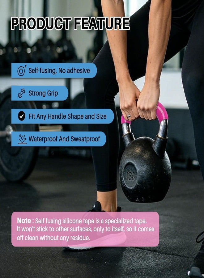 VITEAM Silicone Grip Tape Rubber Pole Wrap Grip Tape with Residue-Free and Strong Grip for Handle, Pull Up Bar, Barbells, Dumbbells, Sport Equitments and Tools,1"×14' Pink - Image 4