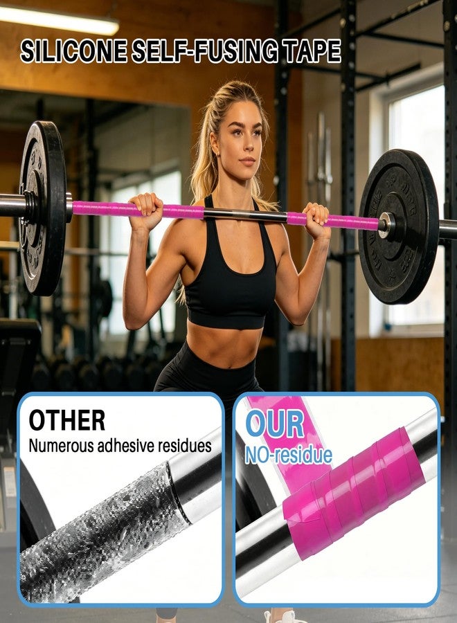 VITEAM Silicone Grip Tape Rubber Pole Wrap Grip Tape with Residue-Free and Strong Grip for Handle, Pull Up Bar, Barbells, Dumbbells, Sport Equitments and Tools,1"×14' Pink - Image 3