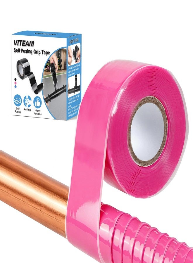 VITEAM Silicone Grip Tape Rubber Pole Wrap Grip Tape with Residue-Free and Strong Grip for Handle, Pull Up Bar, Barbells, Dumbbells, Sport Equitments and Tools,1"×14' Pink - Image 1