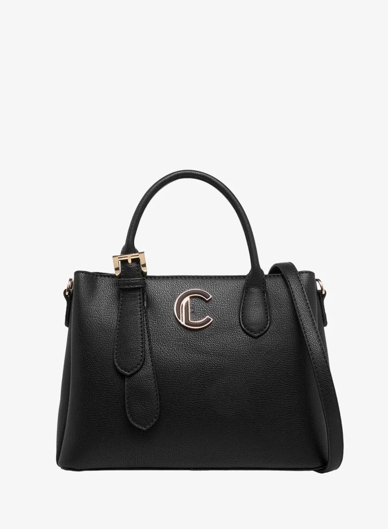 Le Confort Textured Tote Bag with Detachable Strap and Zip Closure