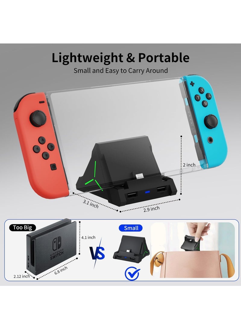 ليسو محطة توصيل التلفاز لجهاز سويتش / سويتش OLED، محطة توصيل تلفاز سويتش مع HDMI 4K / USB C / منفذ USB 3.0، ضوء أجواء LED نابض ويمكن أن يحمل 4 فتحات ألعاب، Dock شحن بديل لجهاز نينتندو سويتش. - Image 4