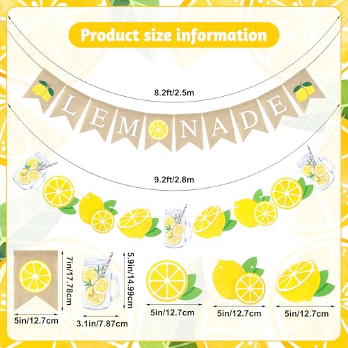 Newtay 104 Pcs Lemonade Stand Party Supplies 100 Lemon Party 9oz Paper Cups 2 Burlap Paper Lemonade Banner 2 Kids Apron with Pockets Adjustable Strap for Summer Lemon Stand Birthday Baby Shower Decor - Image 2
