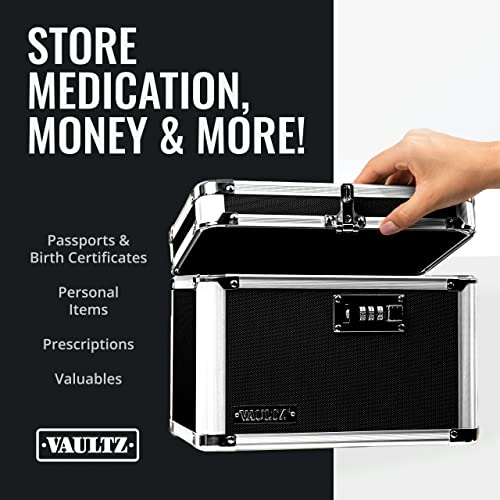 Vaultz Combination Lock Box - Secure Safe for Documents, Valuables, Medicine & Money - 10 x 7.25 x 7.75 Inch - Black - Image 3