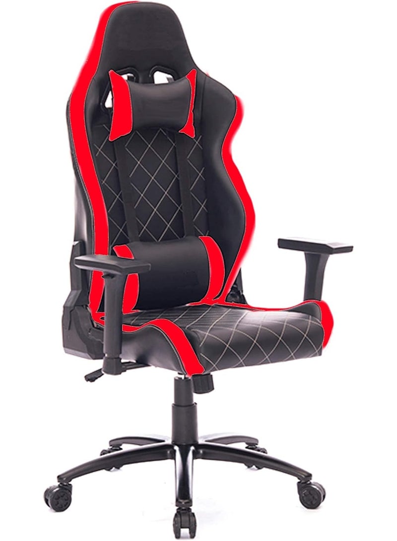 Ergonomic Gaming Chair – Mid-Century Modern Style, Red Vinyl Leather, Reclining & Swivel, Supports Up to 110 kg, Ideal for Gaming - Image 4