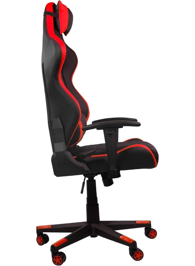Ergonomic Gaming Chair – Mid-Century Modern Style, Red Vinyl Leather, Reclining & Swivel, Supports Up to 110 kg, Ideal for Gaming - Image 3