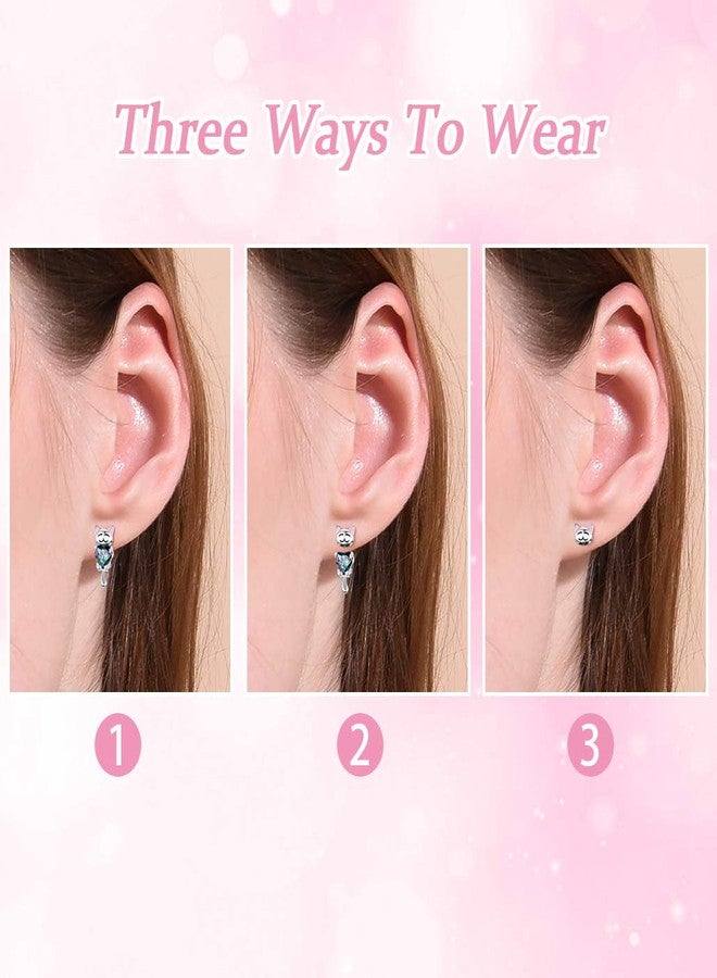 Silvora Lovely Cat Stud Earrings Plain Silver Tiny Studs for Female - Image 4