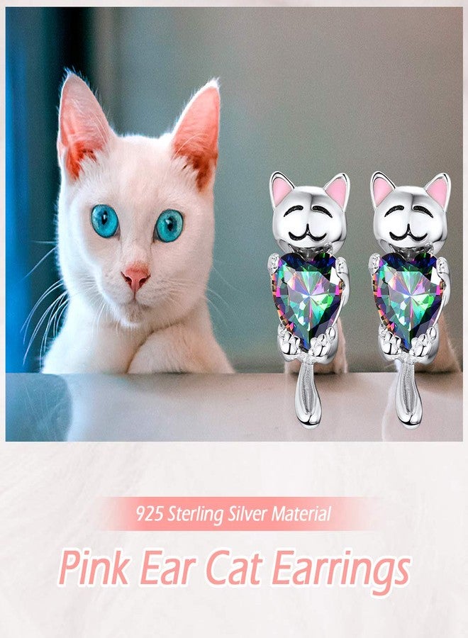 Silvora Lovely Cat Stud Earrings Plain Silver Tiny Studs for Female - Image 5