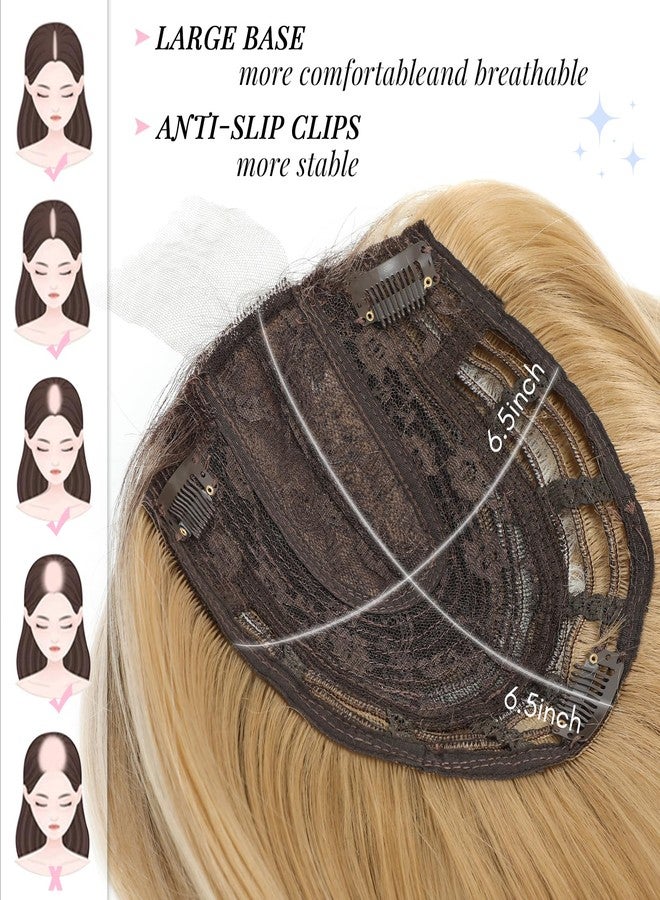 Molefi Hair Toppers for Women with Thinning Hair,18 Inch Long Layered Topper,Add Volume Synthetic Wiglets Pieces For Women 6.5"x6.5"Large Base for Daily Use (Ombre Blonde with Dark Root) - Image 4