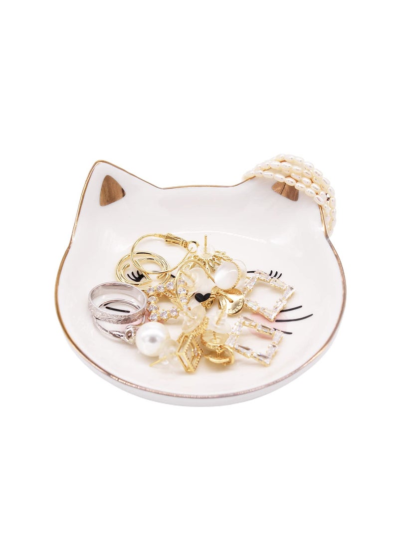 Excefore Ceramic Jewelry Dish, Ring Holder and decorative Trinket Tray for Bathroom, Nightstand, and Vanity (Kitten) - Image 3
