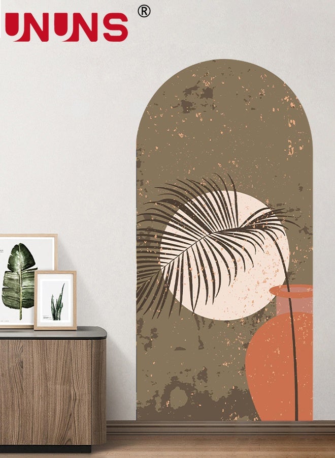 UNUNS Arch Wall Decal,Bohemian Interior Wall Art,Waterproof Mural Wall Stickers,Sunset Leaves Arch Decal,Headboard Wall Sticker,Wall Decoration for living Room Bedroom Office - Image 1