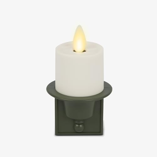 Luminara Flameless Candle Loden Green Nightlight with Motion Sensor - Plugin Night LED Light with Patented Real-Flame Effect Technology - Safe for Kids and Pets - Auto Dusk to Dawn - Image 1