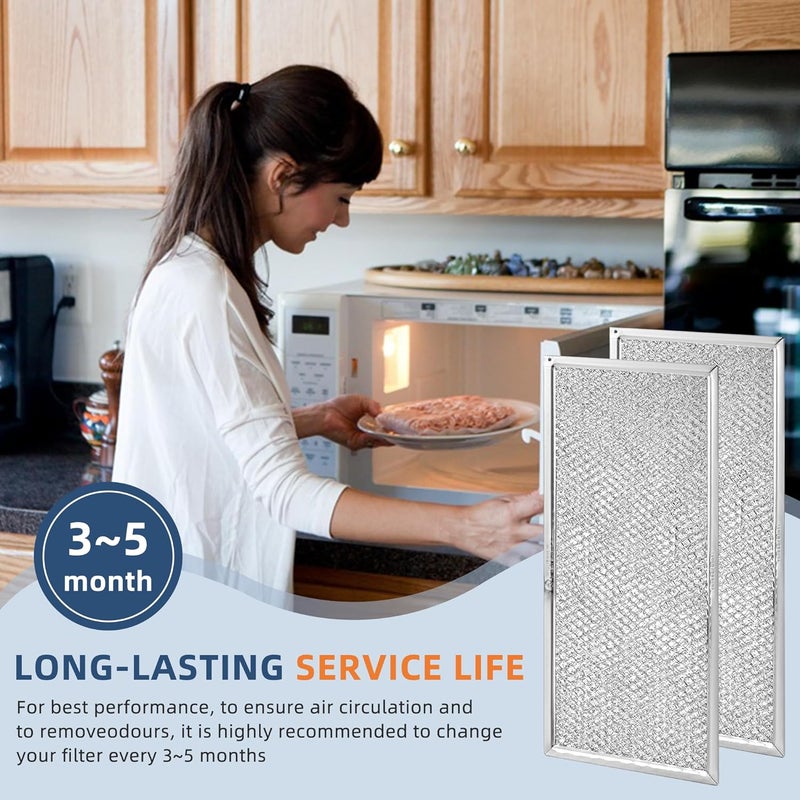 Fetechmate 13" x 6" Microwave Filter Fits for Whirlpool Ge Microwaves W10208631A Microwave Grease Filter - Pack of 2 - Image 4