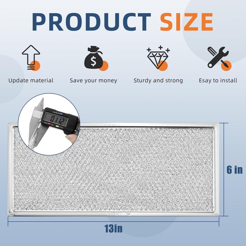 Fetechmate 13" x 6" Microwave Filter Fits for Whirlpool Ge Microwaves W10208631A Microwave Grease Filter - Pack of 2 - Image 2