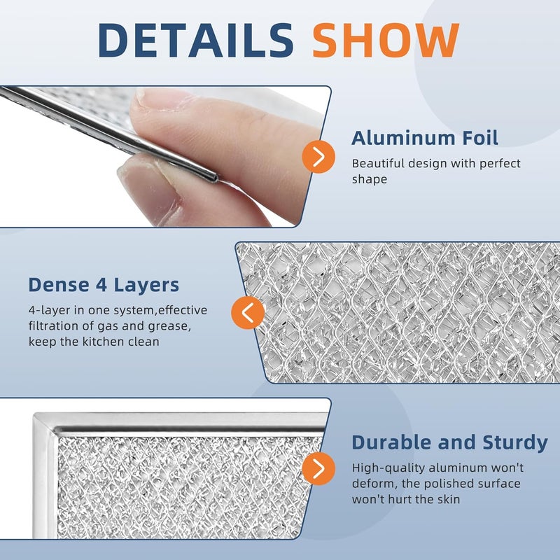 Fetechmate 13" x 6" Microwave Filter Fits for Whirlpool Ge Microwaves W10208631A Microwave Grease Filter - Pack of 2 - Image 3
