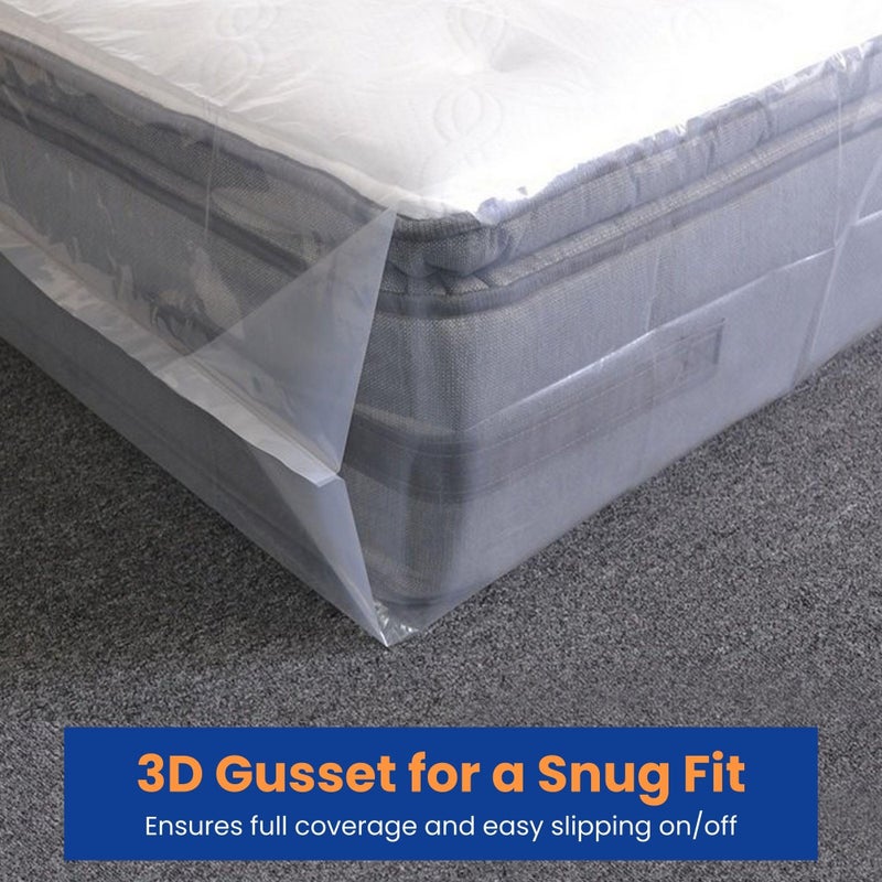 VICMORE 2 Pack Full/Twin Mattress Bags for Moving, Storage & Disposal â€“ Clear Heavy-Duty Plastic Covers, Tear-Resistant & Dustproof, Recyclable (Fits Full XL/Twin XL Beds) - Image 5