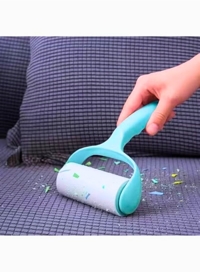 Super Sticky Lint Roller Brush with 2 Refill Packs for Pet Hair, Dust, Fabrics, Upholstery, Clothes & Car Seat Cover with Comfortable Handle (Blue) - Image 1