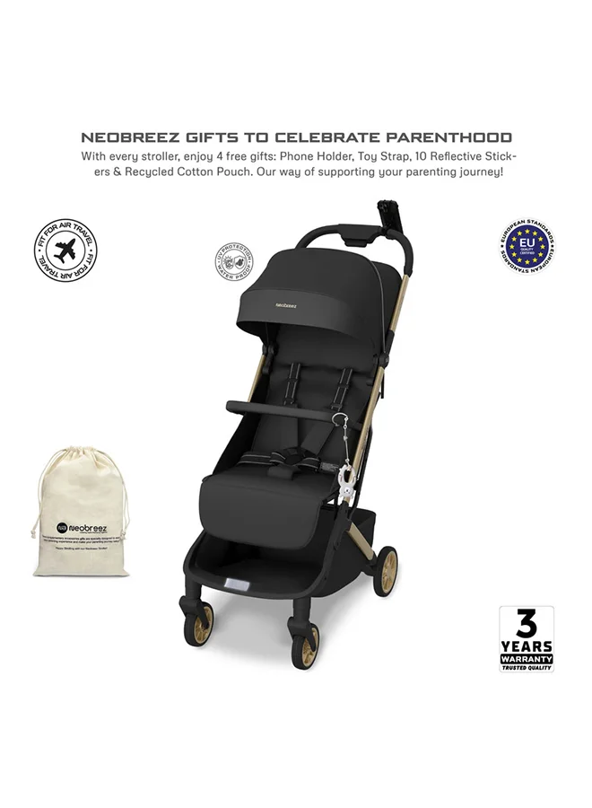 neobreez NEOLITE Ultra-Lightweight Cabin Size Approved Travel Compact Foldable Kids Baby Toddler Stroller, One-Hand Fold Baby Trolley, Adjustable Seat, UPF 50+Canopy, 0-4yrs,  22kg, 3yrs Warranty