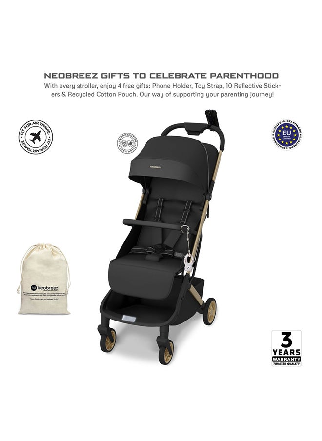 neobreez NEOLITE Ultra-Compact Lightweight Cabin-Approved Travel Baby Toddler Stroller|Quick Compact One-Hand Fold Pushchair, UPF 50+ Canopy, Gift Bag, Phone Holder, Toy Strap|0-4yrs, 22kg, 3yrs Warranty  - Image 2