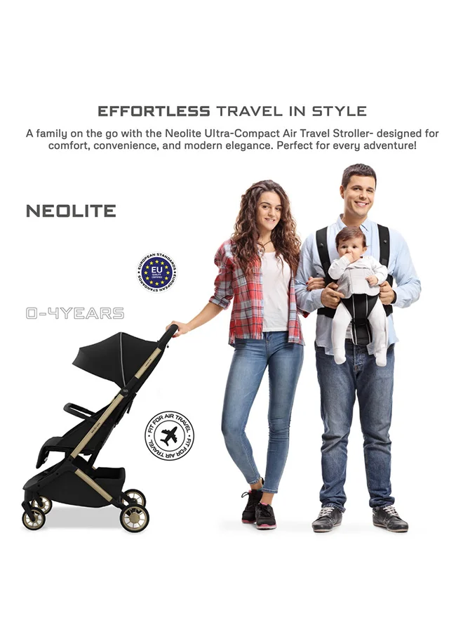 neobreez NEOLITE Ultra-Lightweight Cabin Size Approved Travel Compact Foldable Kids Baby Toddler Stroller, One-Hand Fold Baby Trolley, Adjustable Seat, UPF 50+Canopy, 0-4yrs,  22kg, 3yrs Warranty