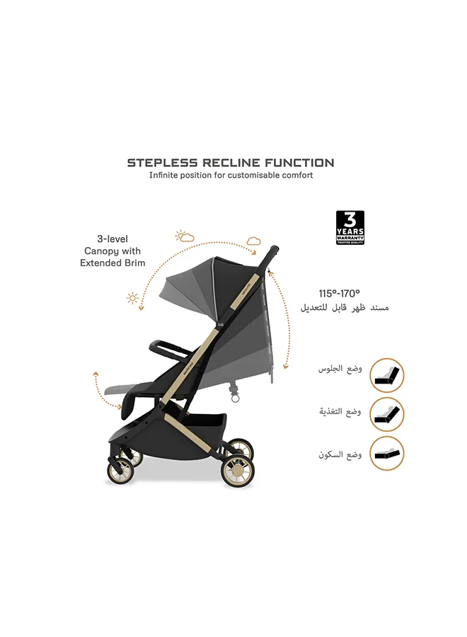 neobreez NEOLITE Ultra-Lightweight Cabin Size Approved Travel Compact Foldable Kids Baby Toddler Stroller, One-Hand Fold Baby Trolley, Adjustable Seat, UPF 50+Canopy, 0-4yrs,  22kg, 3yrs Warranty