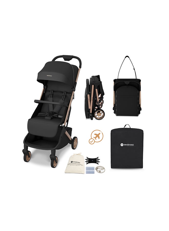 نيوبريز عربة أطفال قابلة للطي خفيفة الوزن من نيولايت بحجم مقصورة معتمدة، عربة أطفال بيد واحدة، مقعد قابل للتعديل، مظلة بحماية  +، للأعمار من - سنوات، تتحمل وزن  كجم، ضمان  سنوات - Image 1