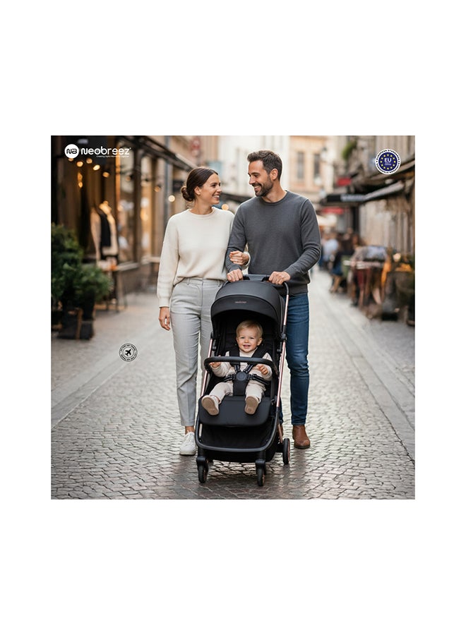 نيوبريز عربة أطفال قابلة للطي خفيفة الوزن من نيولايت بحجم مقصورة معتمدة، عربة أطفال بيد واحدة، مقعد قابل للتعديل، مظلة بحماية  +، للأعمار من - سنوات، تتحمل وزن  كجم، ضمان  سنوات - Image 5