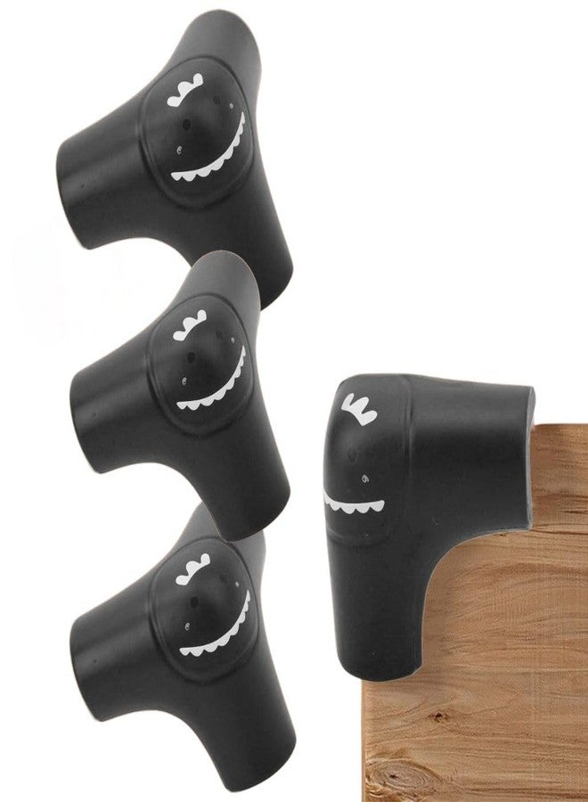 Trifecta Easy Installation Silicone for School Corner Protectors can be glued to Various Furniture, Tables, and Cardboard Table Corner Protectors, Triangular Corner Guards (4 Pieces, Color: Black). - Image 1