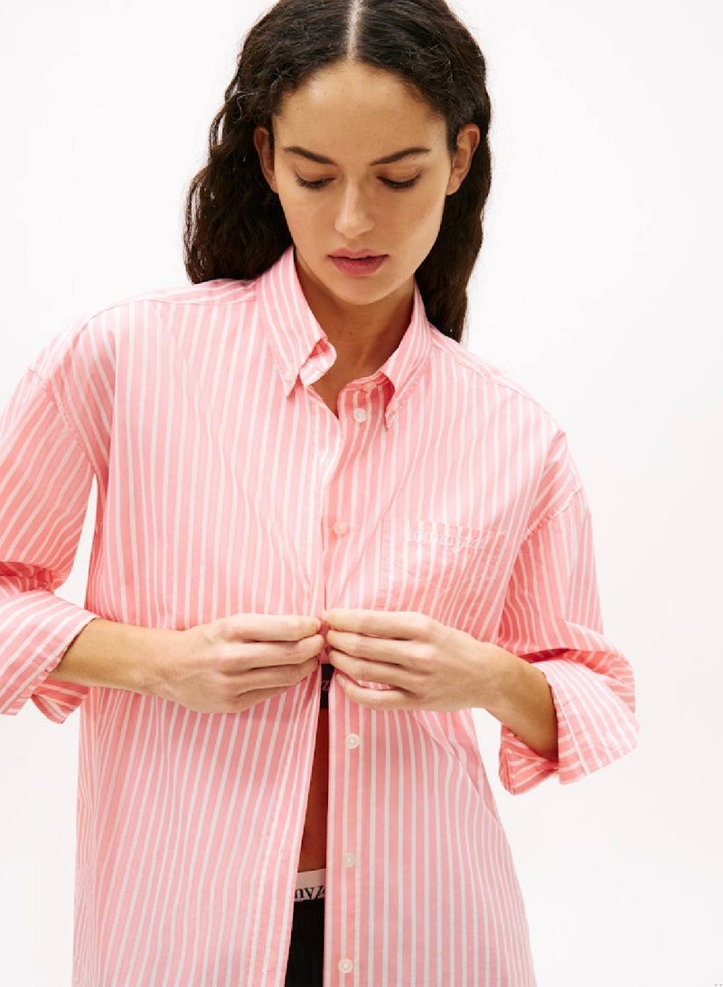 TOMMY JEANS Oversized Fit Logo Embroidery Poplin Shirt - Image 1