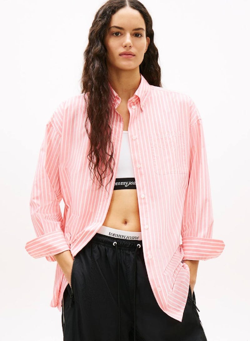 TOMMY JEANS Oversized Fit Logo Embroidery Poplin Shirt - Image 4