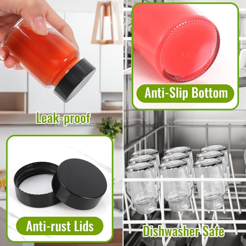 Alotpower 2oz Ginger Shots Bottles 12Pack- Portable Leakproof 2 oz Glass Jars with Lids- Glass Juice Shot Bottles with Caps for Wellness Shot(2 fl. oz, Set of 12) - Image 4