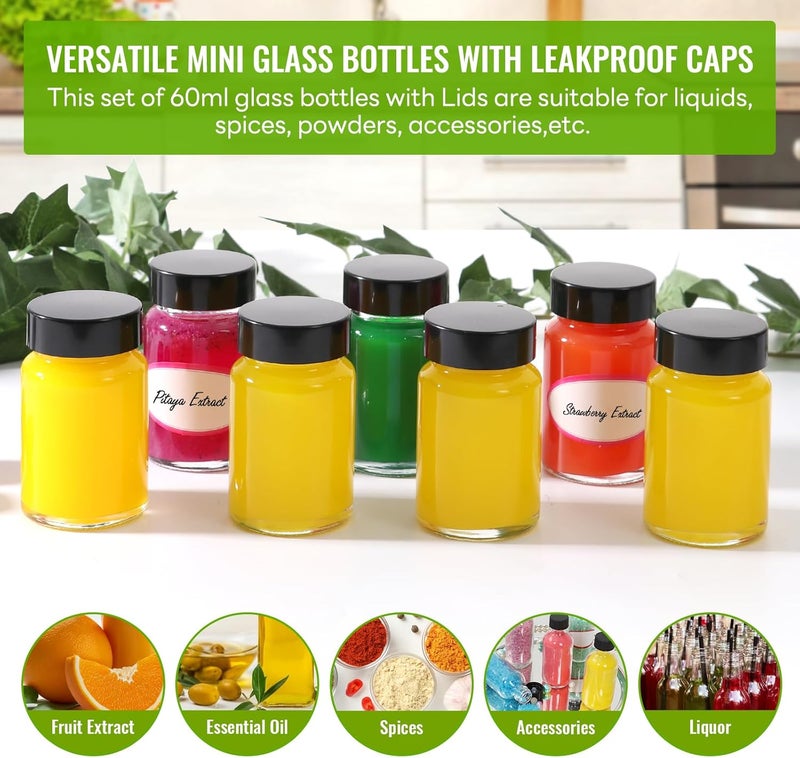 Alotpower 2oz Ginger Shots Bottles 12Pack- Portable Leakproof 2 oz Glass Jars with Lids- Glass Juice Shot Bottles with Caps for Wellness Shot(2 fl. oz, Set of 12) - Image 3