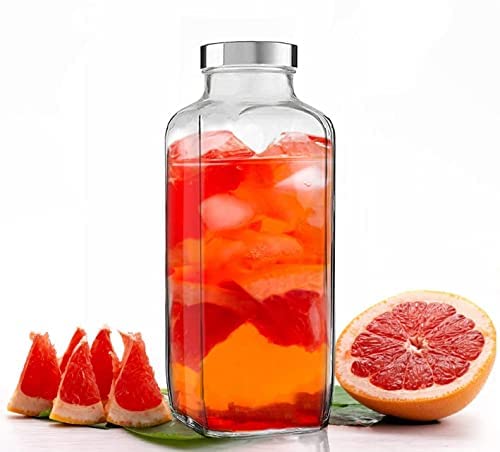 Vency Piramal Glass Travel Glass Drinking Fridge Bottle with Stainless Steel Lid for Home, Travel, Juicing, Water, Smoothie (1000ml French Square Bottle, Set Of 2) - Image 3