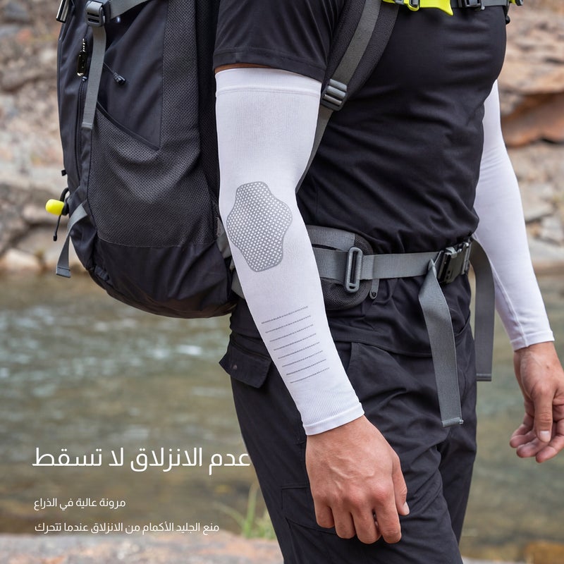 Men's Sun Protection Arm Sleeves – Ice Silk UV Protection, Breathable, Large Size - Image 3