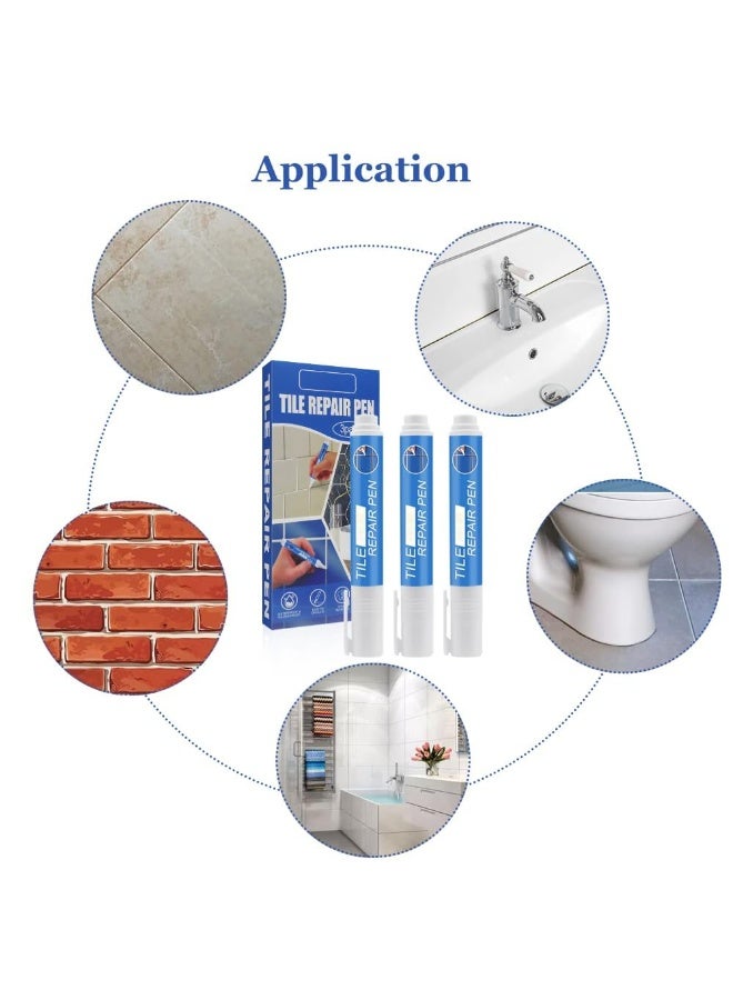 Luckam 3Pack Tile Grout Repair Pen Set - Waterproof, Fast-Drying Grout Sealer & Cleaner for Bathrooms and Kitchens - Grouting Paint Pens for Wall and Tile Repair - Image 2
