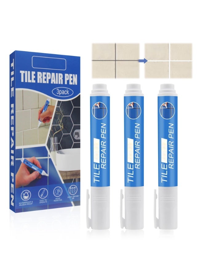 Luckam 3Pack Tile Grout Repair Pen Set - Waterproof, Fast-Drying Grout Sealer & Cleaner for Bathrooms and Kitchens - Grouting Paint Pens for Wall and Tile Repair - Image 1