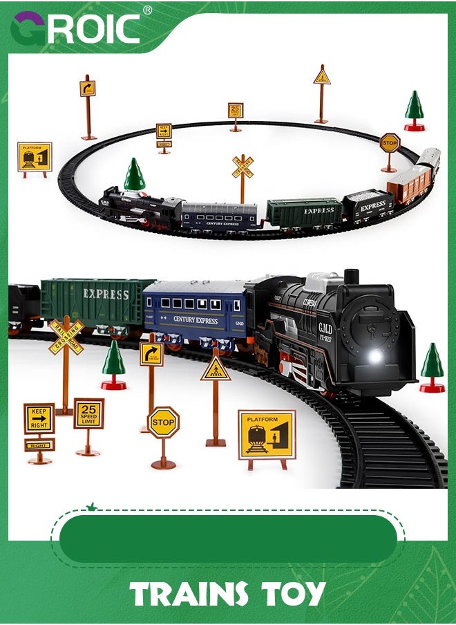 GROIC Train Set,Electric Train with Lights & Sound,Train Toys with Steam Locomotive,Passenger Carriage & Luxury Tracks,Electric Track Train for Kids  - Image 1