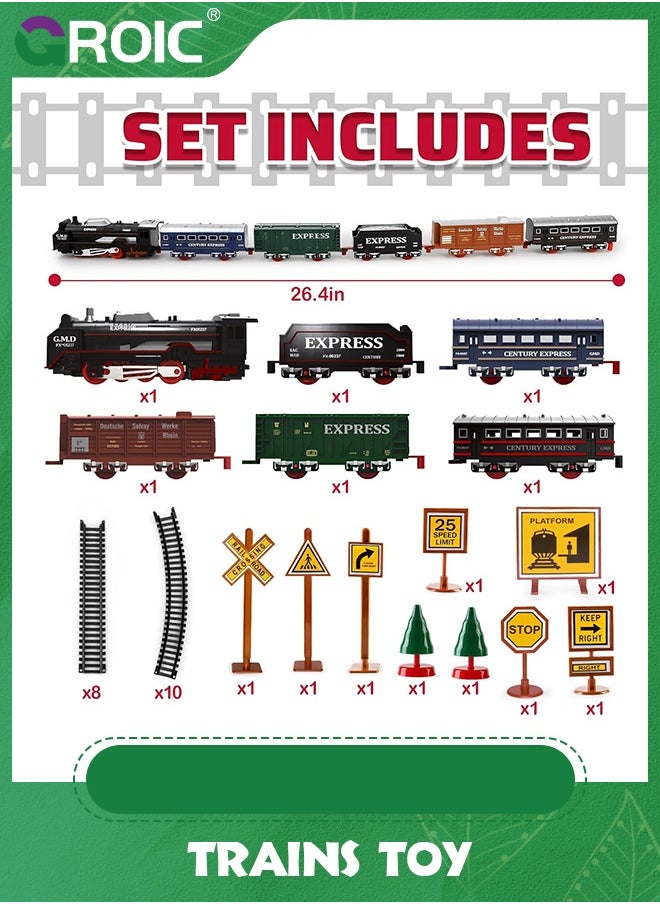 GROIC Train Set,Electric Train with Lights & Sound,Train Toys with Steam Locomotive,Passenger Carriage & Luxury Tracks,Electric Track Train for Kids  - Image 2