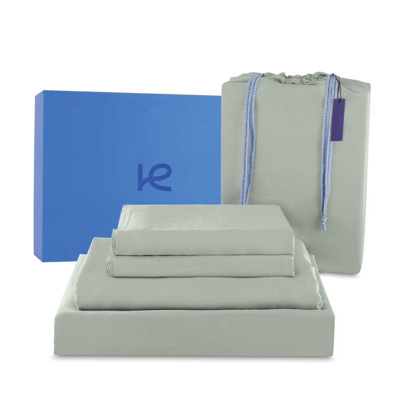 Kickoff Home Kickoff 100% Organically grown Viscose Bamboo 3-pc Bedding Sheet Set  Twin Size  Cooling & Breathable  Double Stitching  Flat & Fitted Sheets  Pillowcases Pillow Covers (Twin  Soft Sage) - Image 1