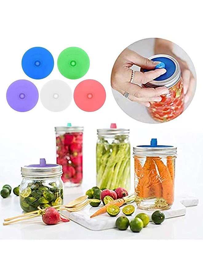 Peachjoy Silicone Fermenting Lids, Waterless Airlock Fermentation Jar Lids, Wide Mouth Jar Fermenter Cap, Premium Silicone Top, Suitable for Pickles, and Fermented Probiotic Food (5 Pcs) - Image 3