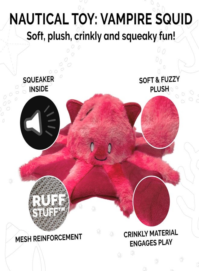 Furhaven Crinkle & Squeaky Plush Dog Toy for Small/Medium Dogs, Washable w/ Ruff Stuff Reinforcement - Kraken the Vampire Squid Plush - Vibrant Pink, One Size - Image 4