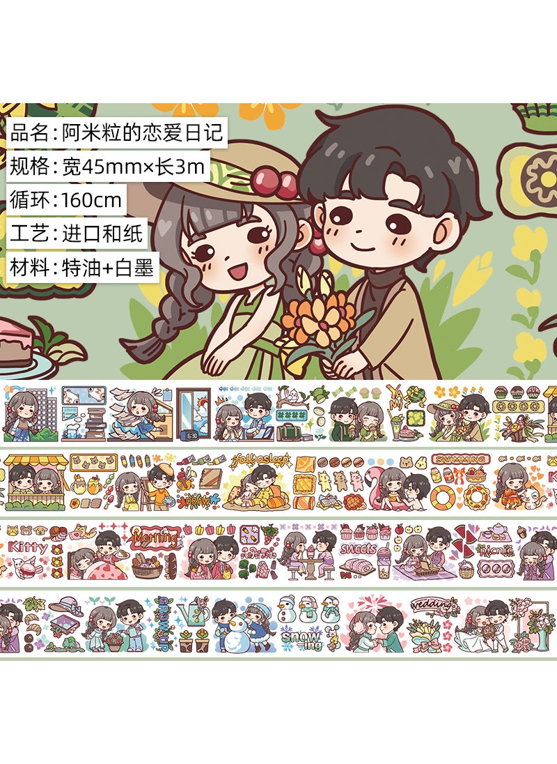 Generic - Cute Cartoon Girl Washi Tape SetAmi's Love Diary. And Paper. Special Oil 3m Ami's Love Diary. And Paper. Special Oil 3m - Image 1