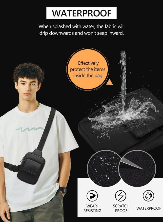 Peicees Mini Sling Bag with Flip Pocket Small Crossbody Bags for Women Men, Black, X-Small, Black Anti Theft - Image 3