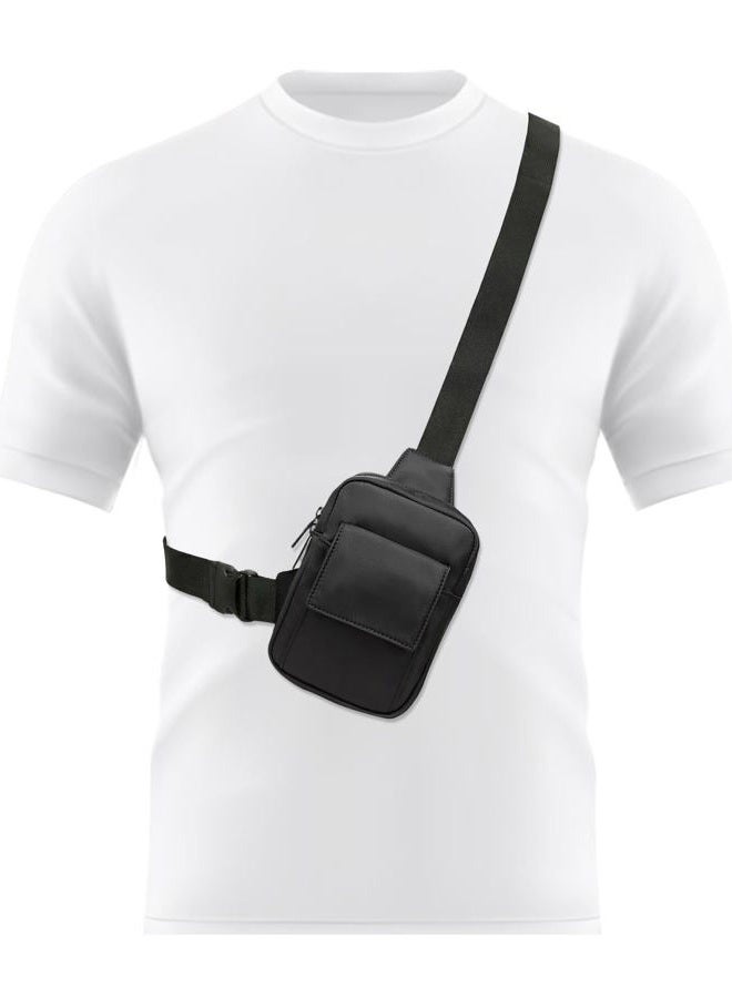 Peicees Mini Sling Bag with Flip Pocket Small Crossbody Bags for Women Men, Black, X-Small, Black Anti Theft - Image 1