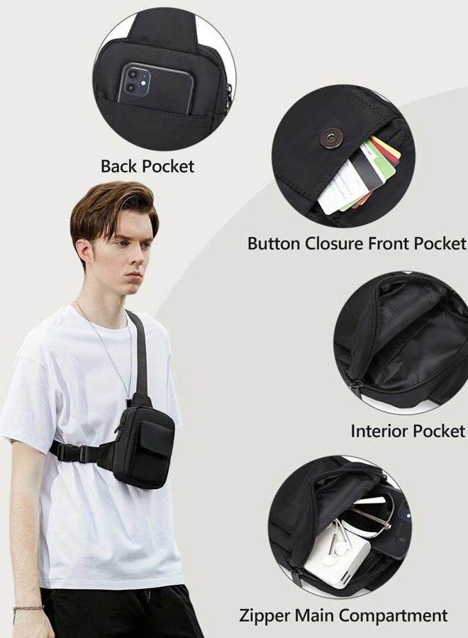 Peicees Mini Sling Bag with Flip Pocket Small Crossbody Bags for Women Men, Black, X-Small, Black Anti Theft - Image 4