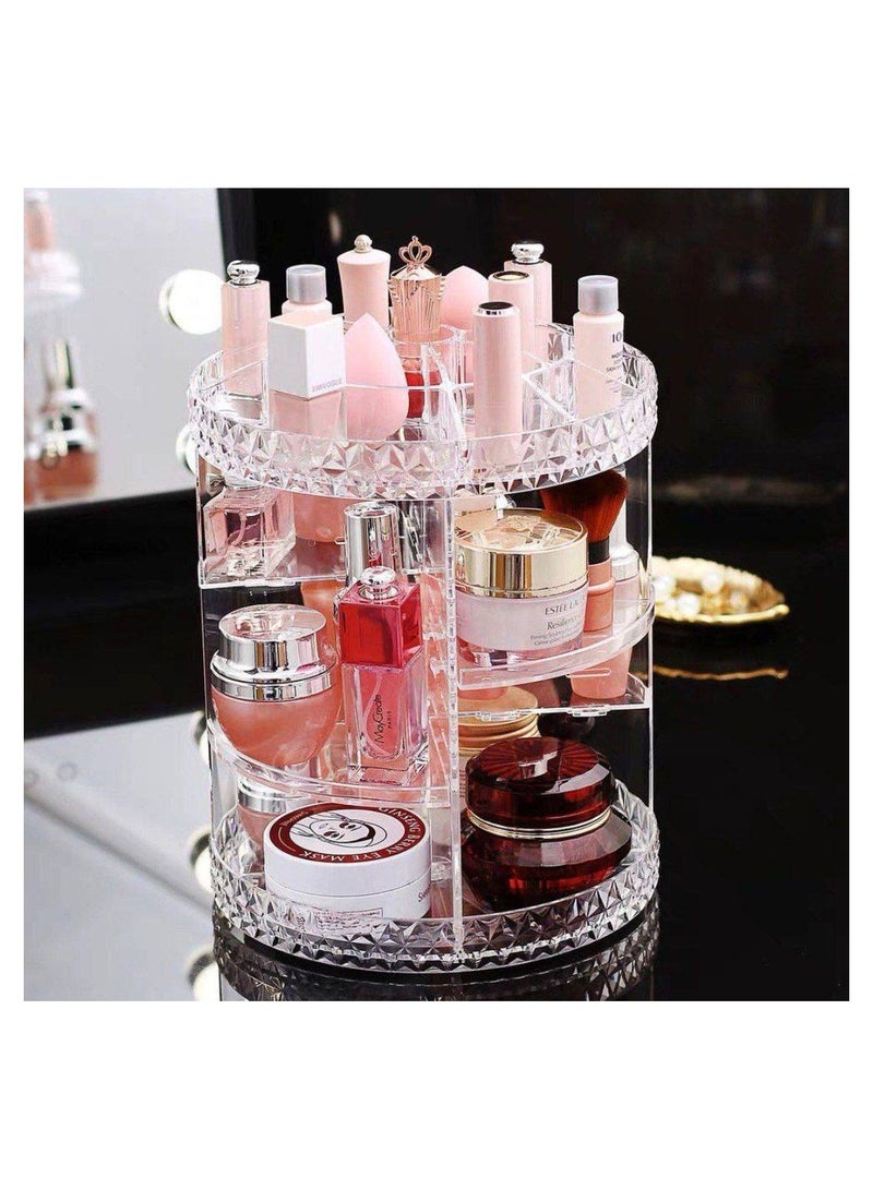 منظم مكياج دوار 360 درجة قابل للتعديل ومتعدد الوظائف من الاكريليك لتخزين مستحضرات التجميل - Image 1