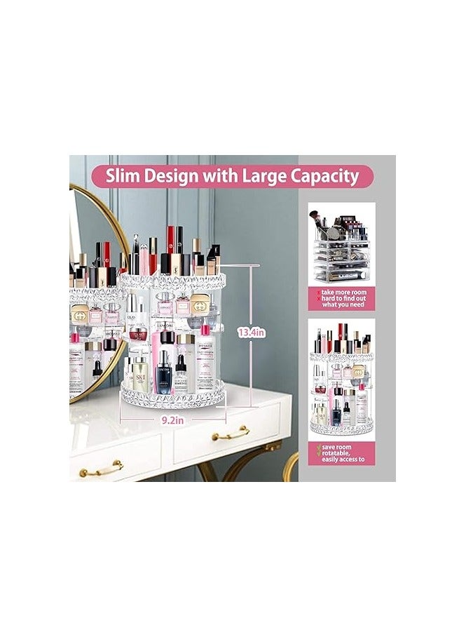منظم مكياج دوار 360 درجة قابل للتعديل ومتعدد الوظائف من الاكريليك لتخزين مستحضرات التجميل - Image 3