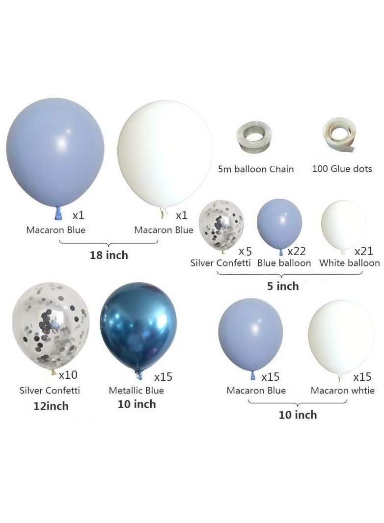 DUNISO 107pcs Blue Balloon Garland Arch Kit Metallic Pastel Blue White Latex Balloons Set For Baby Wedding Birthday Party Background Decorations - Image 3