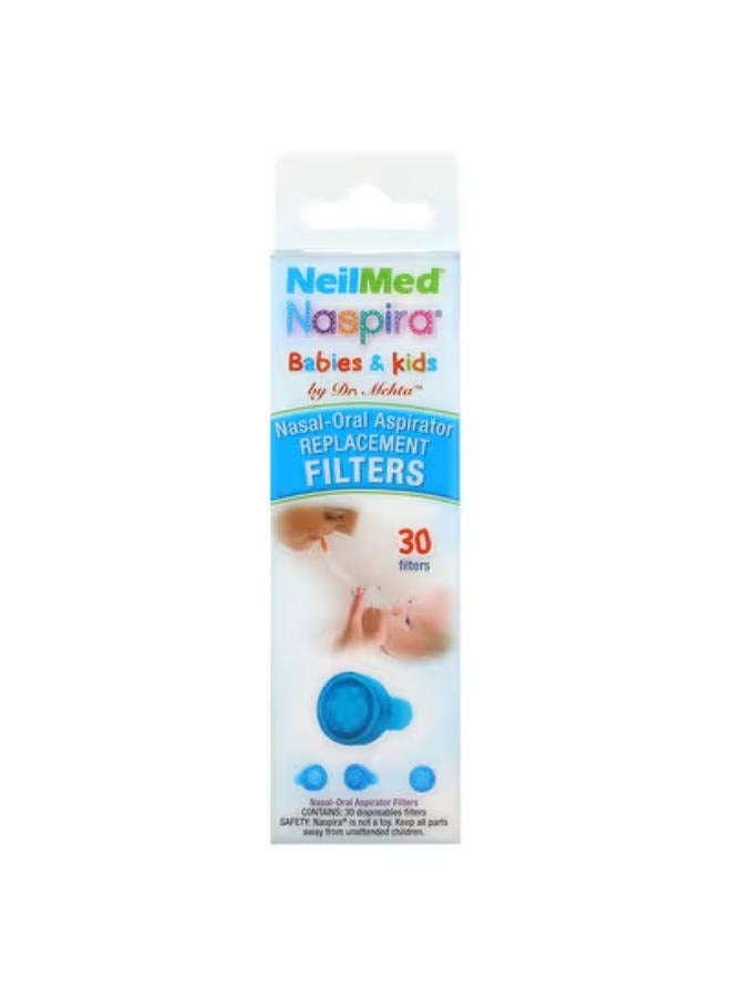 NeilMed Babies & Kids, Naspira Nasal-Oral Aspirator, Replacement Filters, 30 Filters