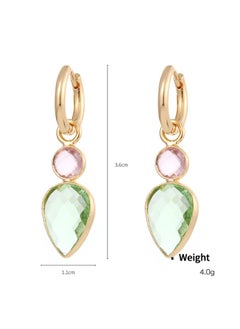HaveDream Crystal edging Gold-Plated Earrings, Ladies' All-Match Geometric Earrings - Heart-Green  - Image 5